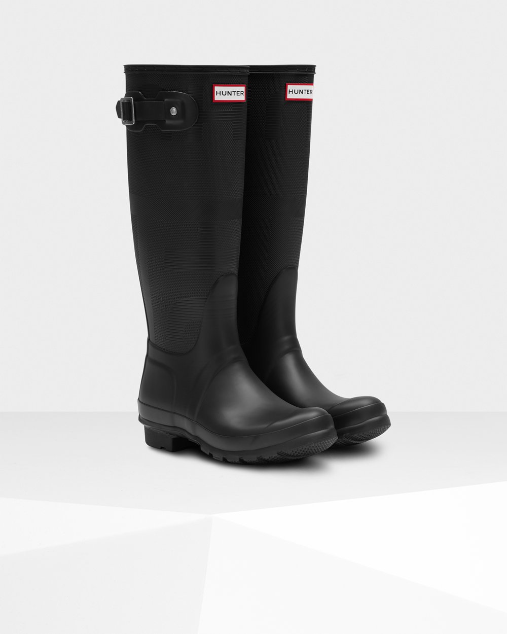 Botas de Lluvia Altas Hunter Mujer - Original Exploded Logo Texture - Negros - IALMEFD-50